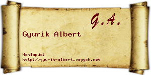 Gyurik Albert névjegykártya
